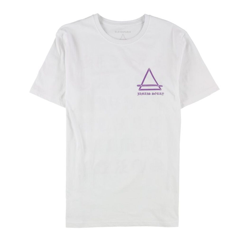 Elevenparis Mens Jamals Sorrd Graphic T-Shirt, White, L, Dm
